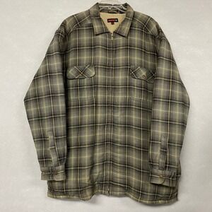 Wolverine Jacket Men's XXL Flannel Plaid Fleece Lined Full Zip Cotton Warm Cozy